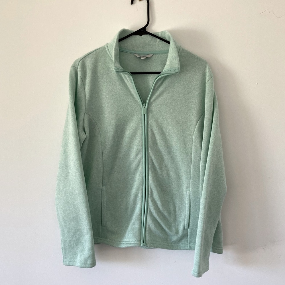 Croft & Barrow Seafoam Green Fleece Full Zip Large
